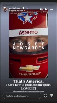 A snapshot of Sophia Floersch's Instagram story (@sophiafloersch)